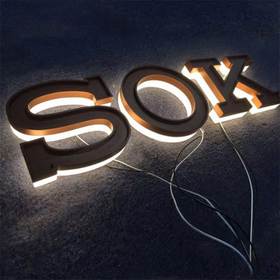 定制不锈钢钛金发光字体 金属背光字 双层结构字 底部发光字