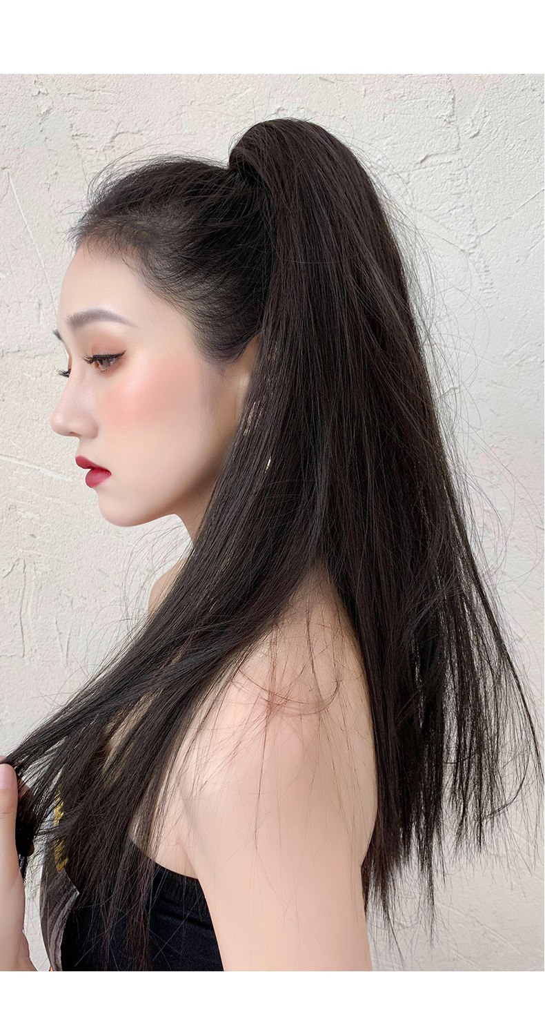 马尾假发女长直发迷你抓夹中长款超轻自然逼真蓬松隐形网红高马尾
