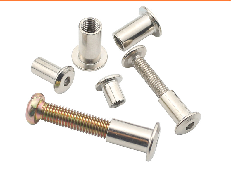 家具五金连接件内六角子母螺丝夹板帽夹板螺母 平头斜边对锁螺母