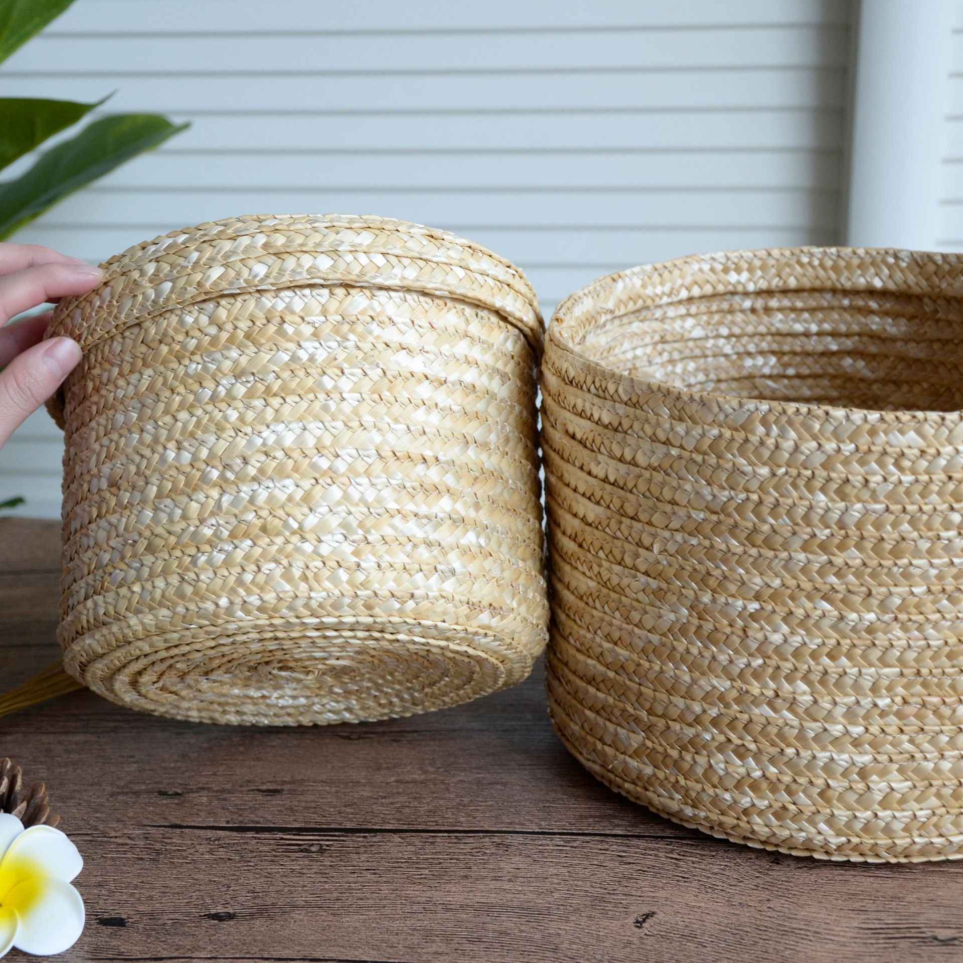 Handmade Straw Woven Storage Basket Storage Basket Home Gift Living Room Storage Box Barrels Packing Boxes