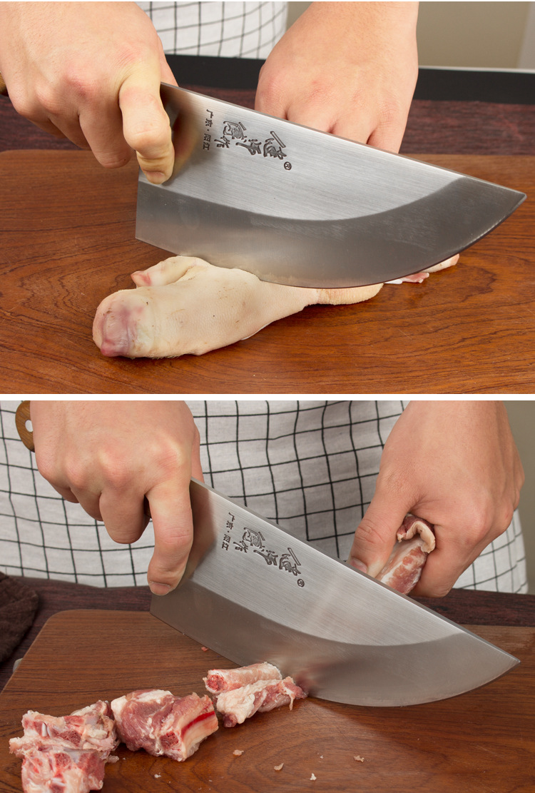 健师傅不锈钢猪肉刀 厨房工具 屠宰专用刀杀猪刀木柄肉联厂剔骨刀
