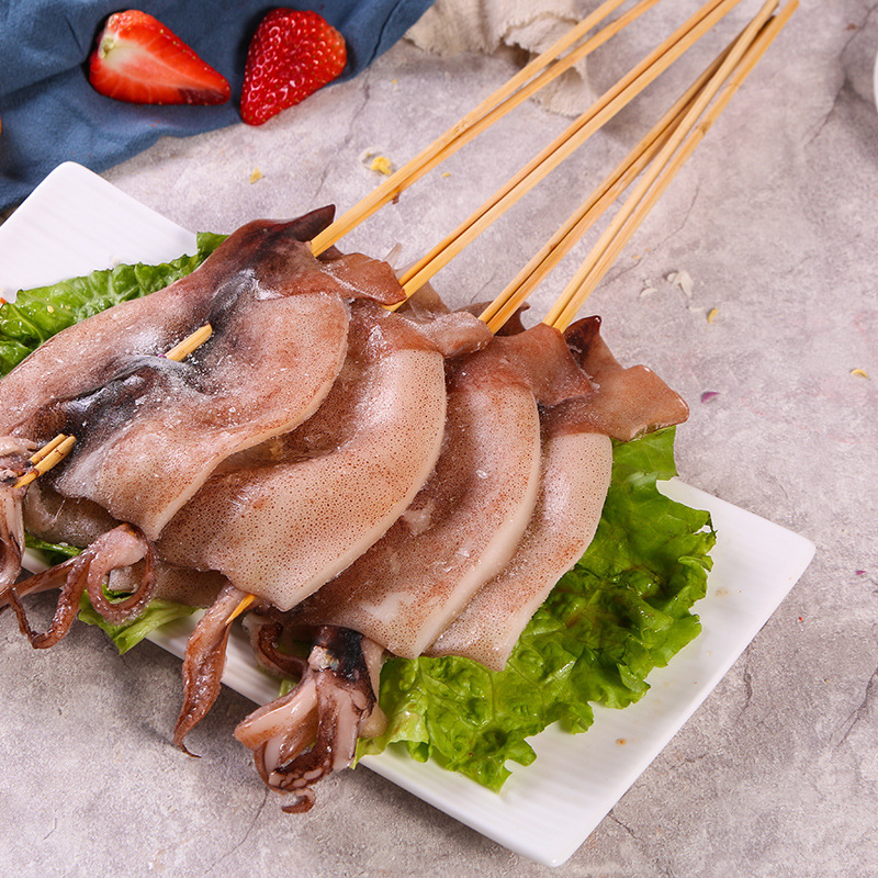 冷冻鱿鱼板70g 铁板鱿鱼串轰炸大鱿鱼烧烤食材冰鲜鱿鱼串生鱿鱼须