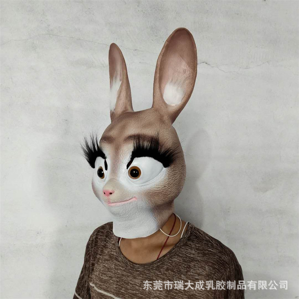 可爱兔子朱迪头套面具 疯狂动物城搞笑影视头饰 化妆舞会派对道具