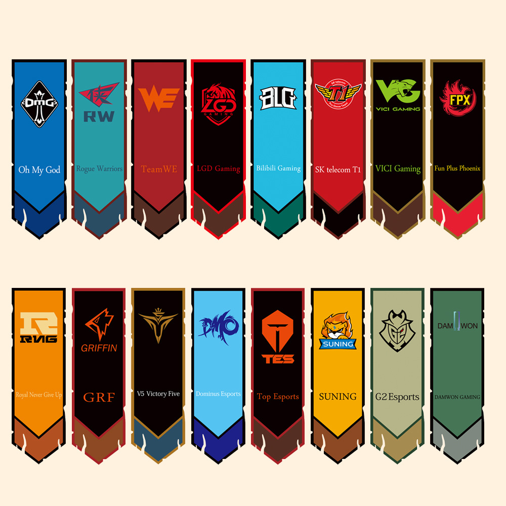 新款网吧气氛装饰旗帜lol比赛游戏旗子 英雄联盟战队挂旗现货批发