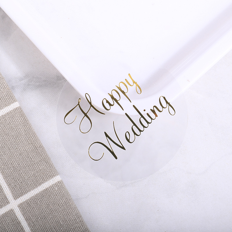 happy wedding 烫金字贴纸 婚礼快乐 6枚 透明烫金贴纸