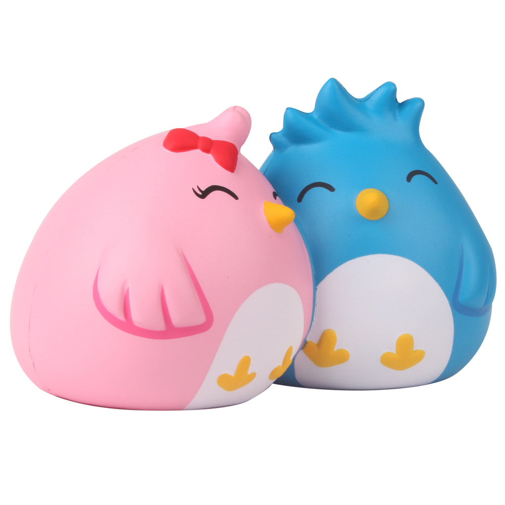 pu发泡解压玩具可爱连体鸟可加印logo慢回弹玩具