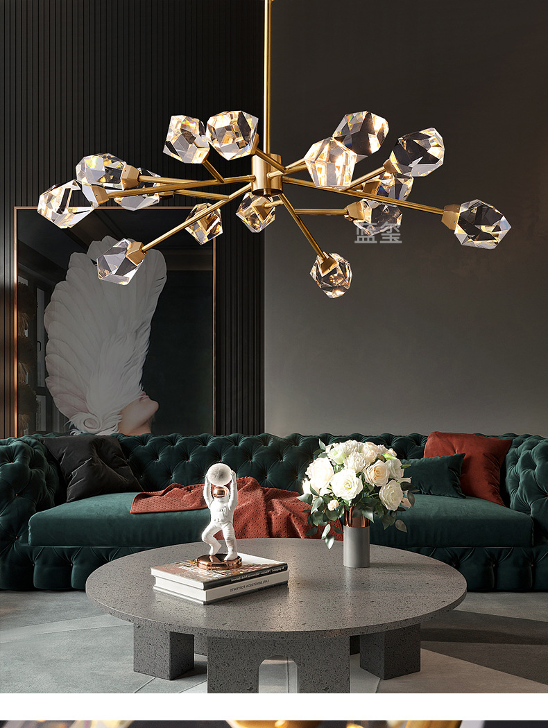 2020新款水晶吊灯北欧简约客厅餐厅卧室灯具后现代轻奢魔豆分子灯