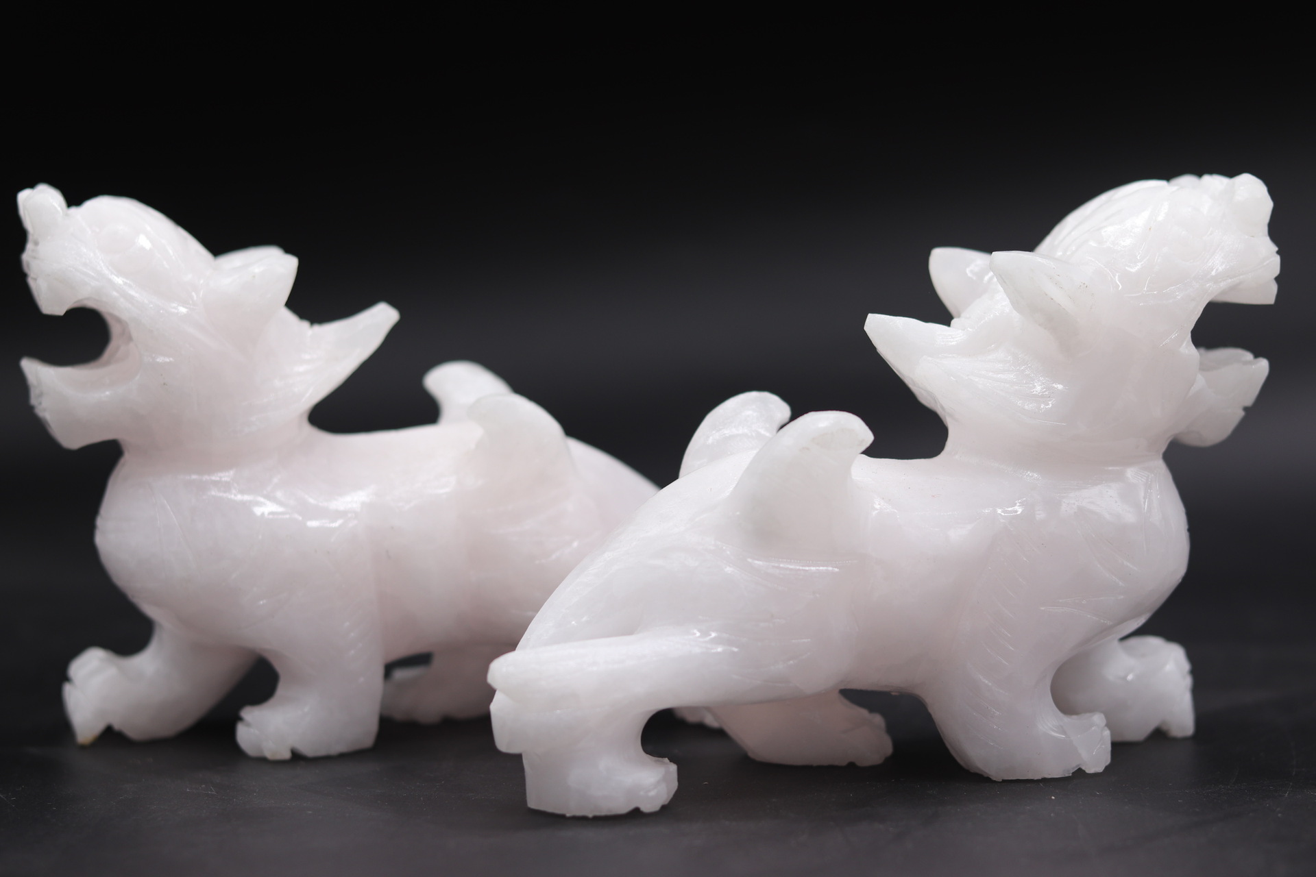 天然南玉白玉貔貅摆件一对玉雕工艺品招财风水伊朗阿富汗