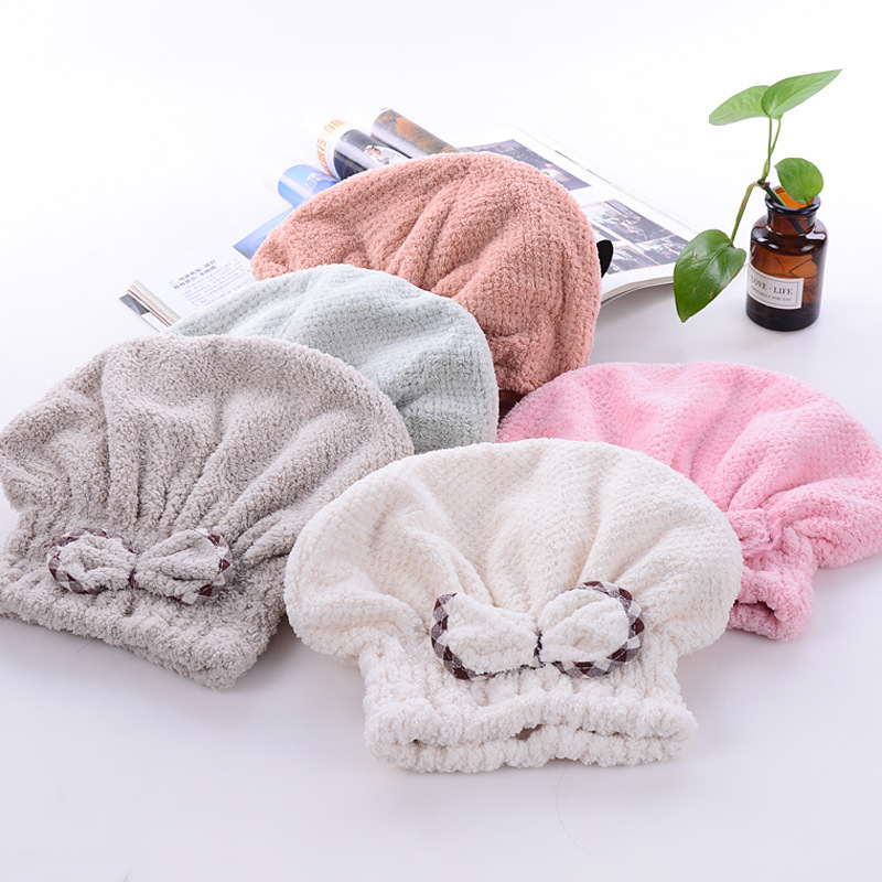 New Dish Knot Pineapple Lattice Hair-Drying Cap Shower Cap Wholesale Plain Hair Drying Towel Microfiber Absorbent Princess Hat