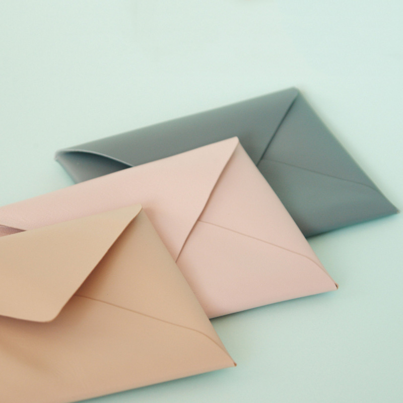 韩版pu皮信封邀请函 皮制结婚请柬信件袋 纯色便携酒会请柬