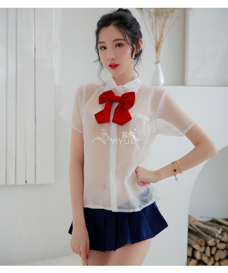 宜约性感情趣内衣学生装制服水手服透明套装诱惑女可爱学院风8102
