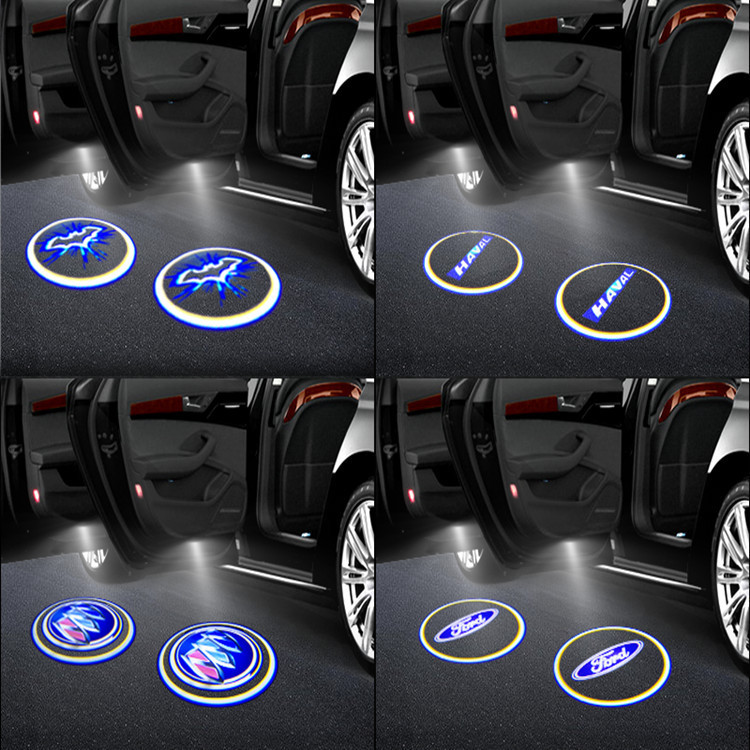 汽车迎宾灯车门镭射投影灯 led射灯装饰通用改装免接线无线迎宾灯