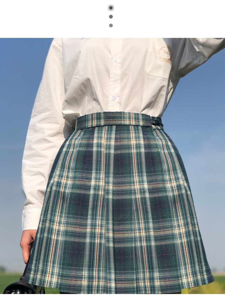 日本jk制服裙学生高腰格子日系百褶裙百折裙 森林来信格裙校服裙