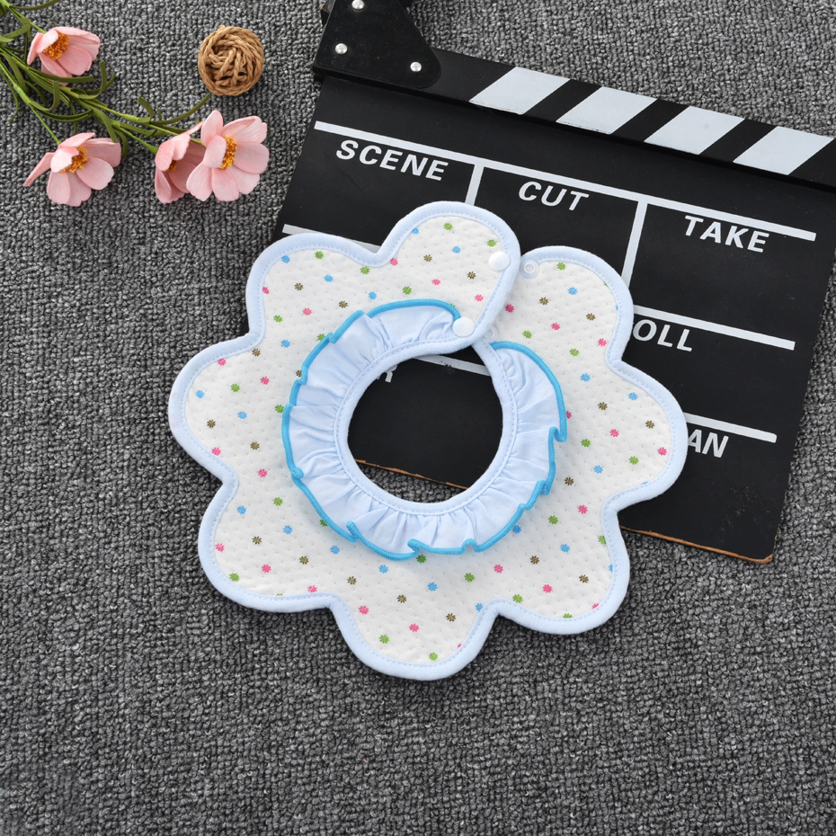 2020婴儿纯棉太阳花造型圆形围嘴防水360度旋转八角口水巾