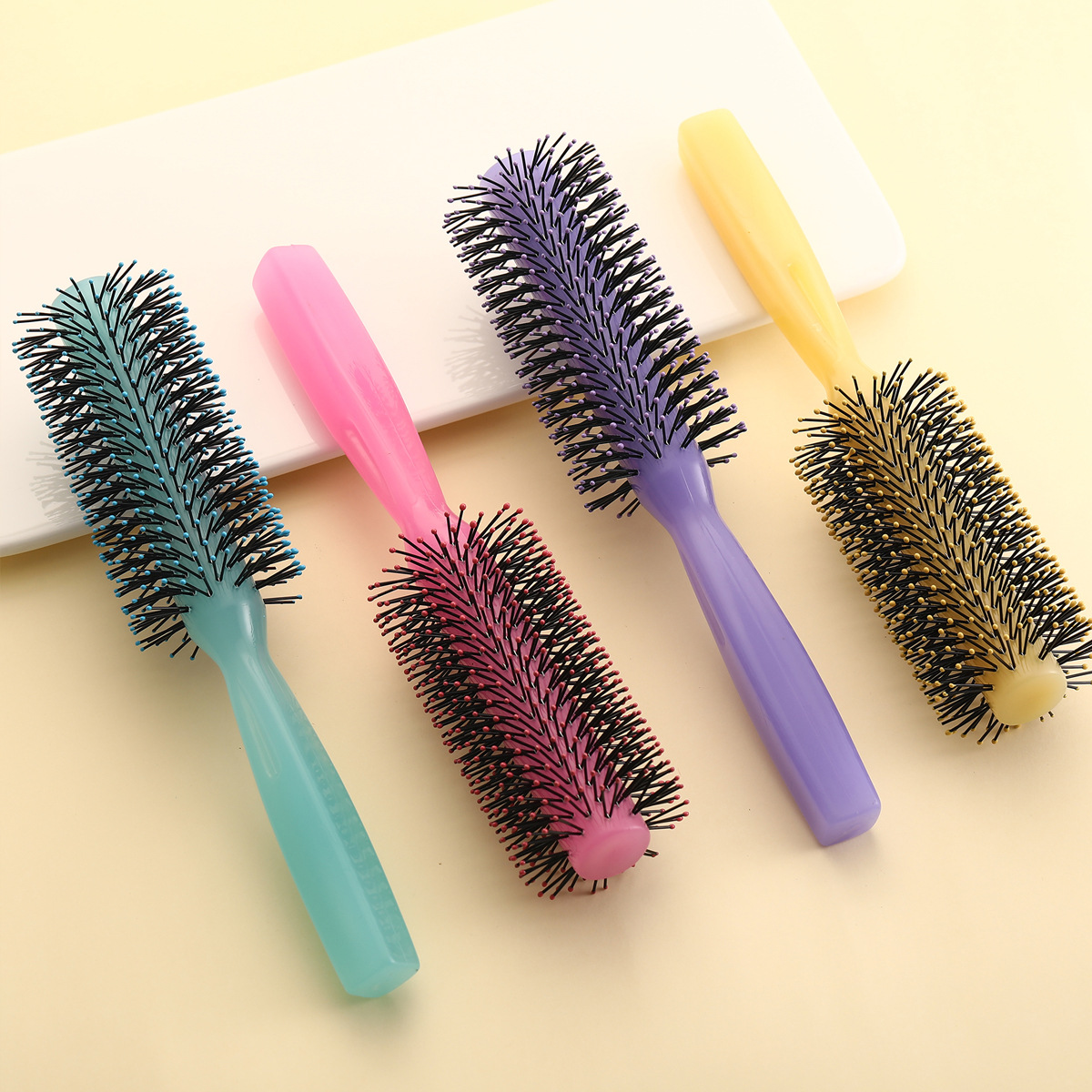 秸秆环保圆筒梳子 专业卷发梳 居家滚筒梳子简约风时尚造型梳子