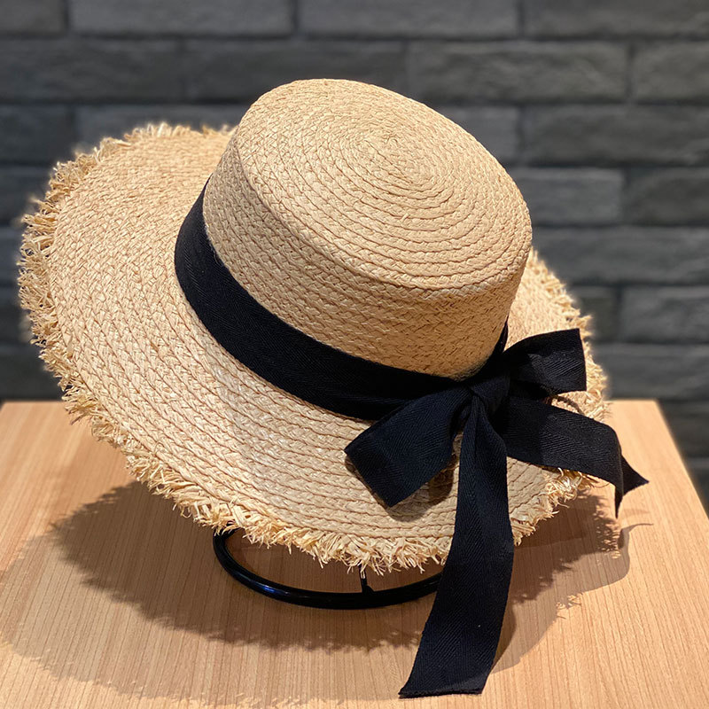 夏季女士户外遮阳草帽防晒太阳帽子大沿沙滩帽拉菲草凉帽网红同款