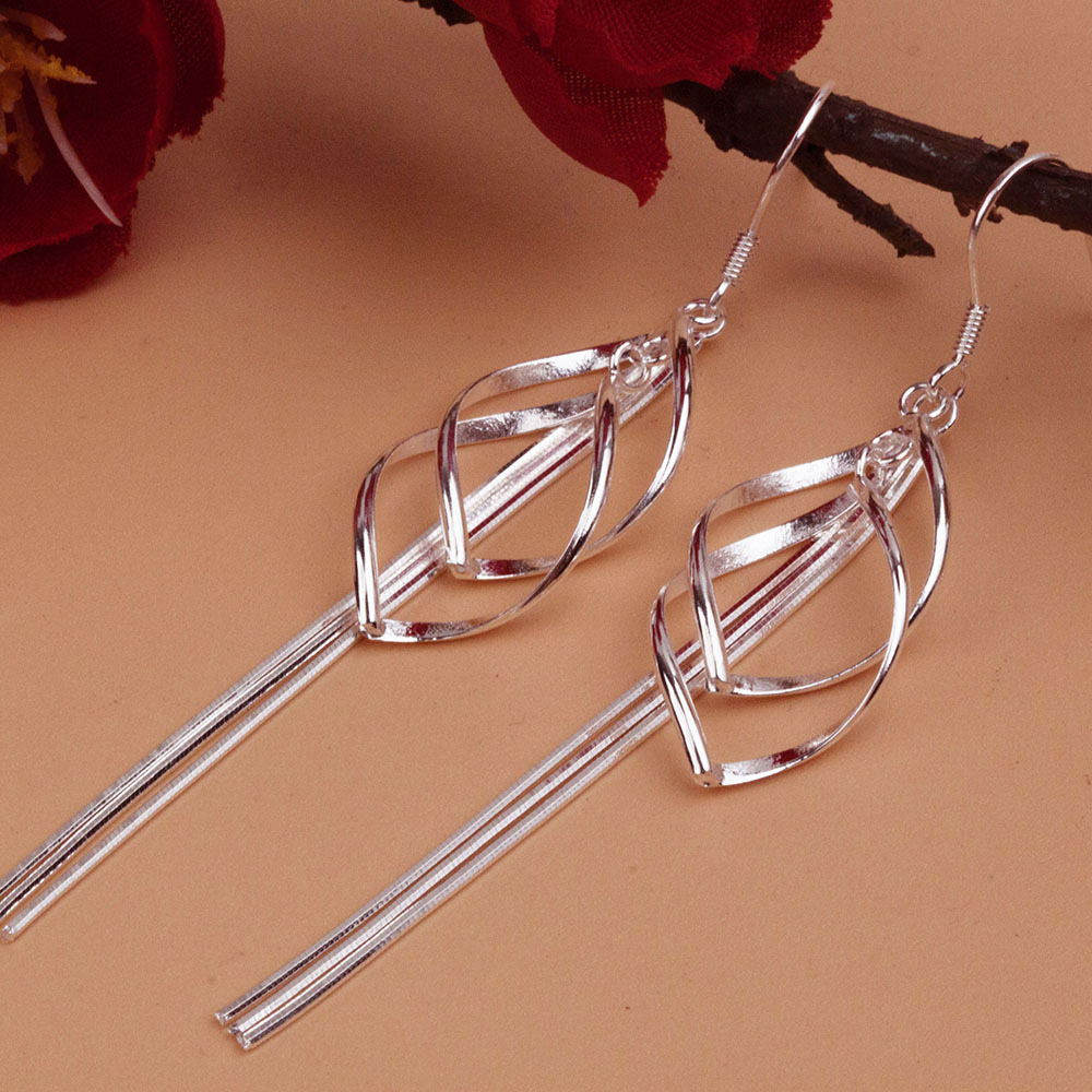 银耳环999纯银女正品足银时尚气质长款流苏双层耳坠饰妈妈防过敏