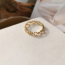 甜美镂空爱心形戒指时尚小众设计感镶钻指环气质简约食指戒女1887