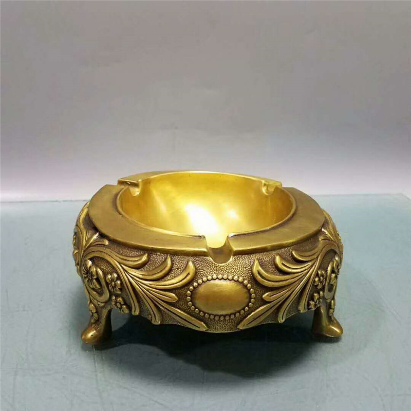 黄铜烟灰缸摆件店铺办公桌客厅家居工艺装饰品礼品