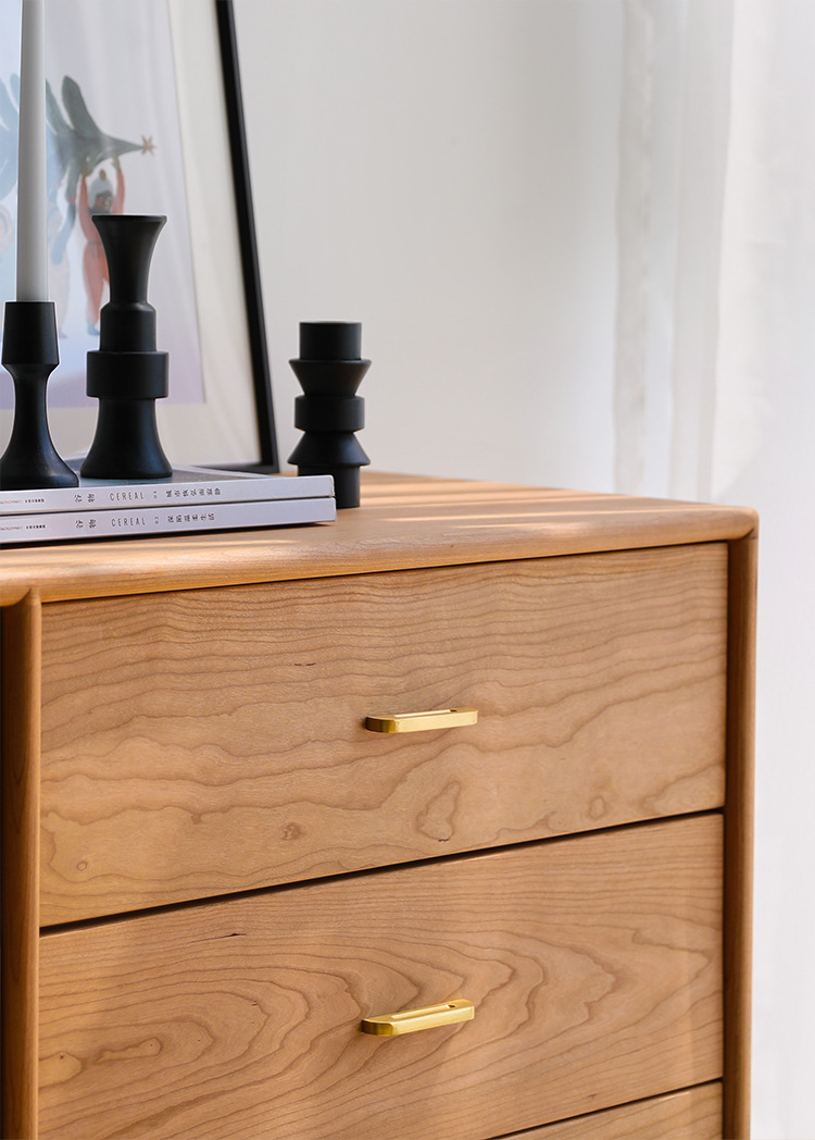 北欧家用厨房实木餐边柜 樱桃木色客厅简约六斗柜餐厅收纳边柜