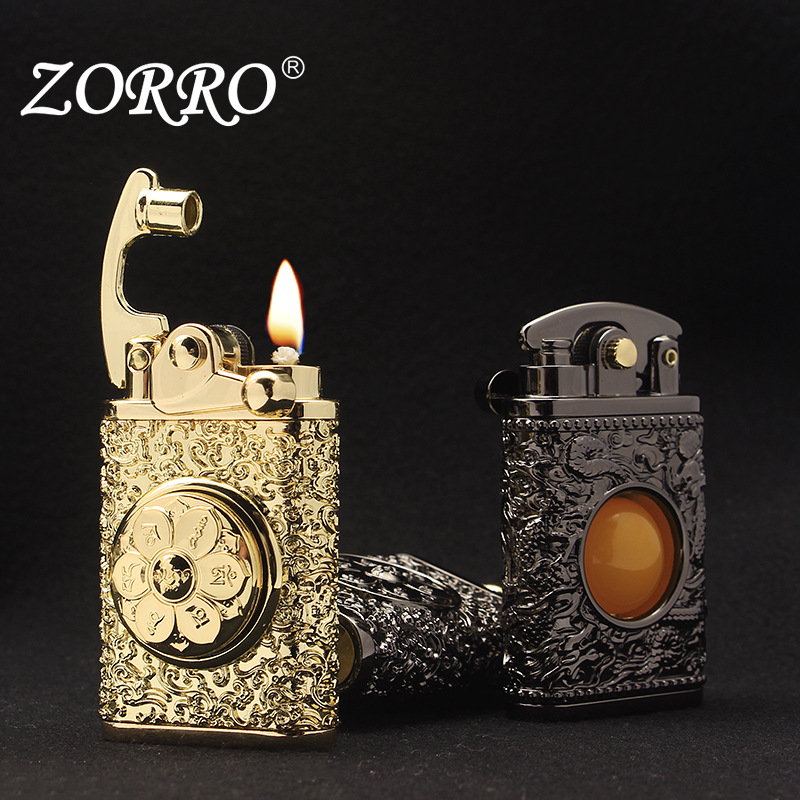 佐罗592盔甲龙甩臂煤油打火机六字真言转运系列重甲神龙打火机