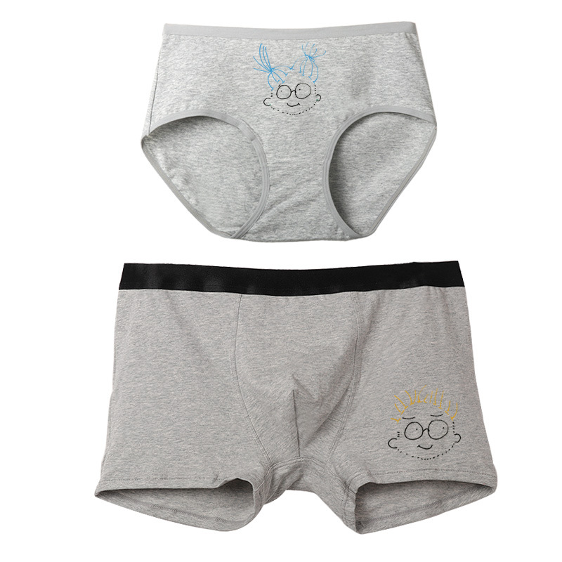 2条装男女士内裤无痕透气棉质面料印花情侣平角裤头夏大码双人装