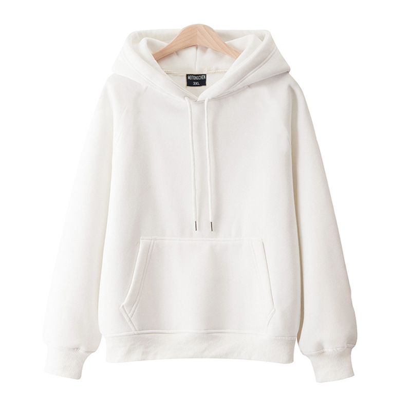 100% Cotton Casual Hooded Pullover Thickened Fleece-lined Solid Color New Spring and Autumn All-Match Loose Japanese Style Women's Sweater
