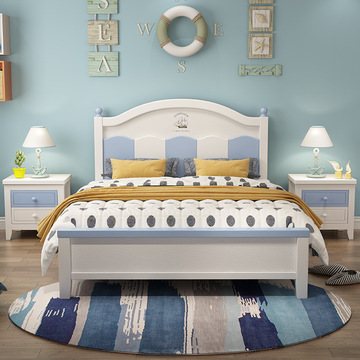 全实木儿童床男孩女孩儿童房单人床小孩床青少年家用拼色组合套装