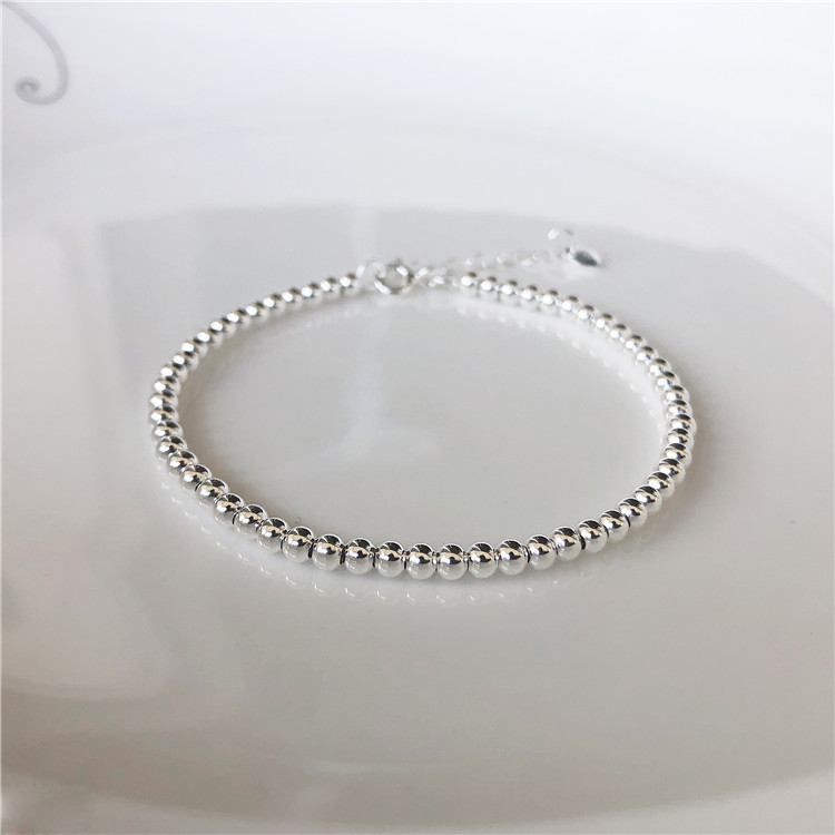 Beanie Beads S925 Sterling Silver Small Beads Bracelet Female Full Light Bead Minimalist Creative European and American Temperament Bracelet Factory Wholesale