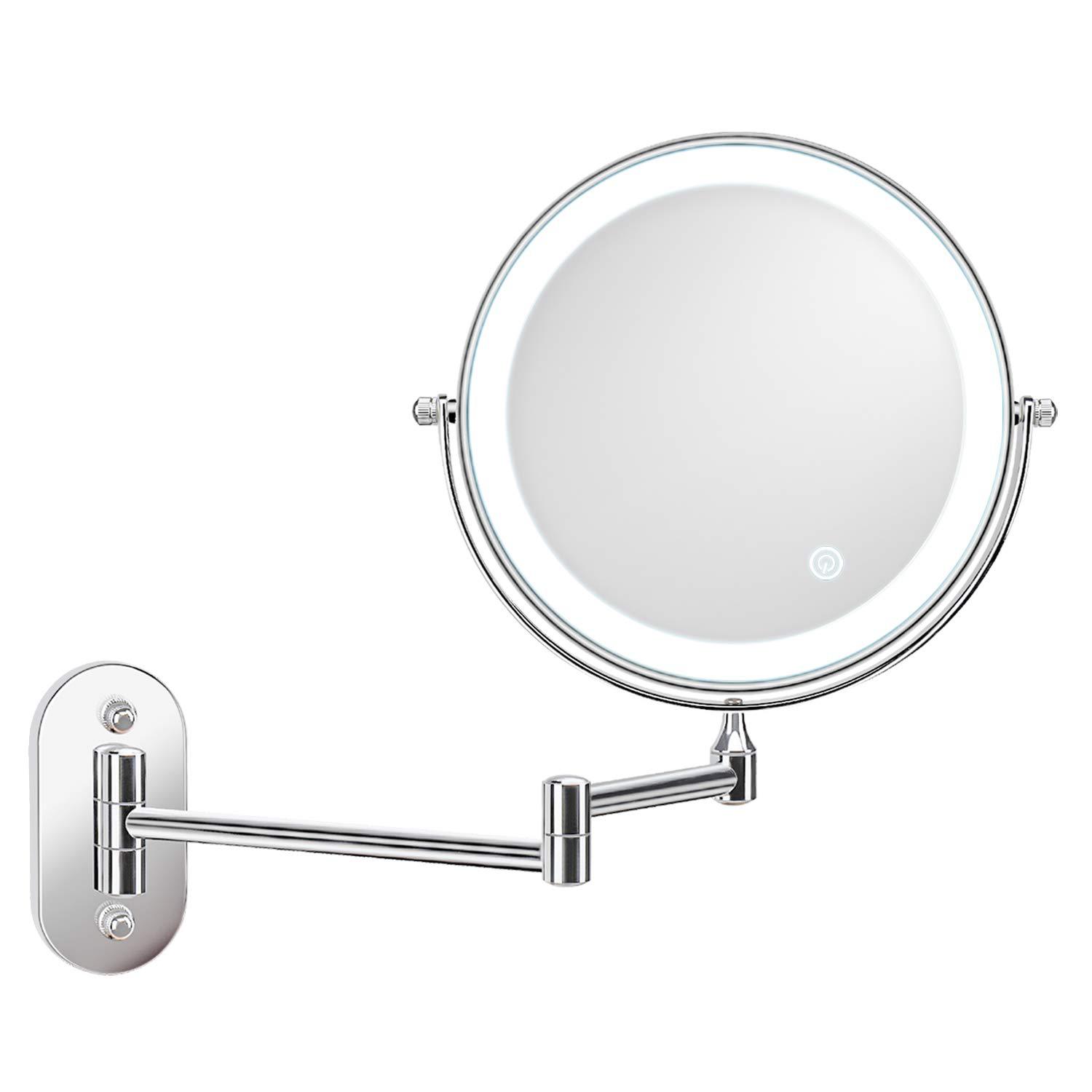 8-Inch Wall-Mounted Double Mirror Fill Light Makeup Mirror Charging LED Color Temperature Control Three-Color Dimming Bathroom Mirror