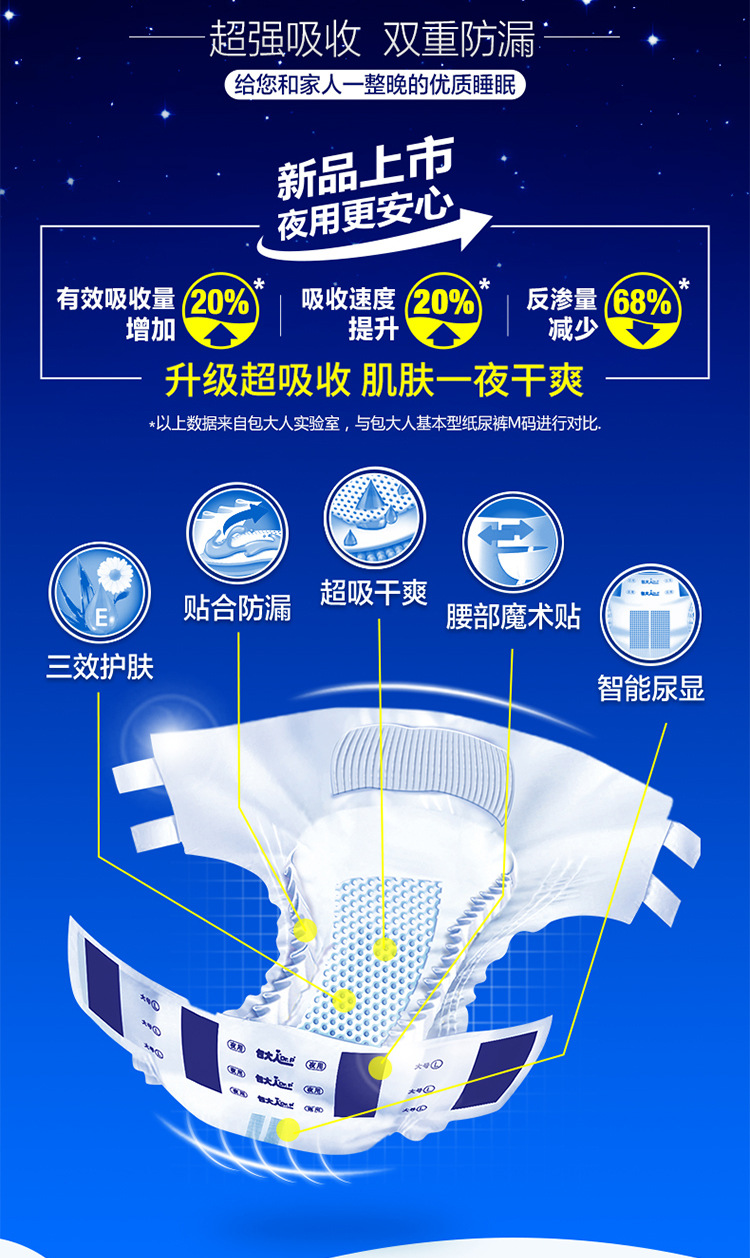包大人夜用型成人纸尿裤l 老人尿不湿老年纸尿裤大号80片整箱