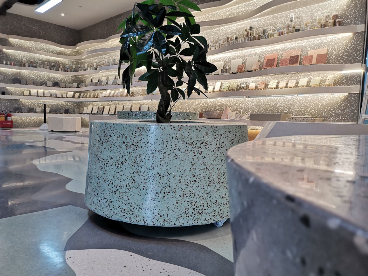 水磨石树池 园林景观 磨石花坛花池设计 施工定制