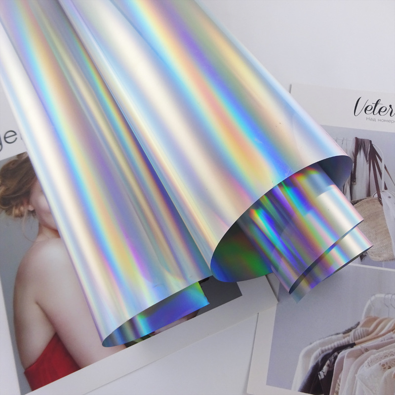 银色七彩反光镭射贴膜婚礼舞台装饰膜幻彩炫彩拍摄道具亚克力贴纸