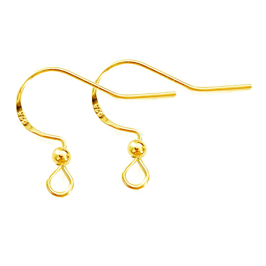 跨境新款配饰镀925银铜耳钩 diy手工耳环饰品配件18k包金耳勾批发