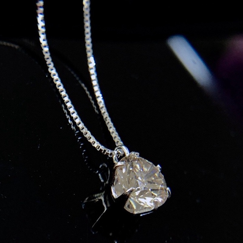 18k金钻石项链铂金项链50分南非真钻六爪大克拉钻石项链定制项坠
