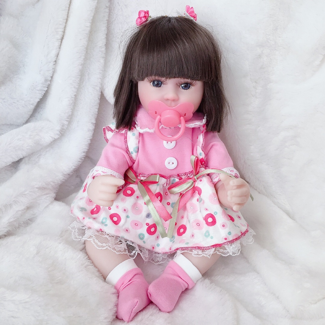 批发40厘米重生婴儿仿真布娃娃植发女孩公主洋娃娃doll baby girl