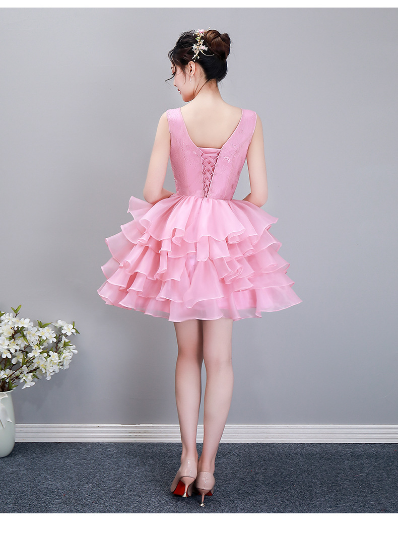 2021夏季新款粉色无袖公主裙蓬蓬婚纱裙礼服演出服主持晚礼服裙子