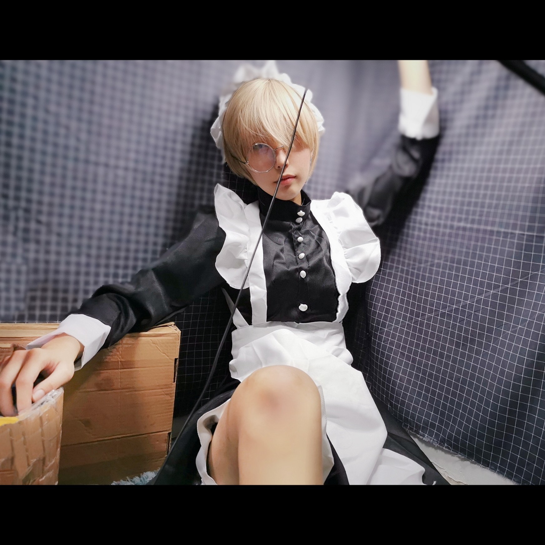 cosplay服装 黑白男仆衣服英国风珍珠线长款咖啡厅男仆装大佬服装-阿