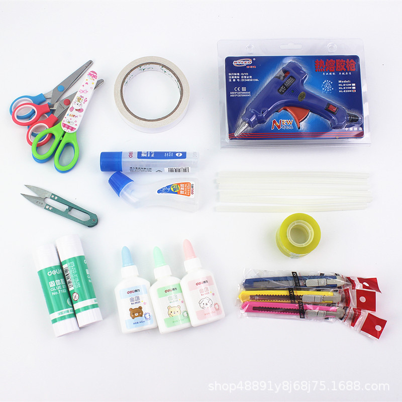 礼品包装工具 双面胶胶水固体胶白乳胶热熔抢胶棒 剪刀u剪美工刀