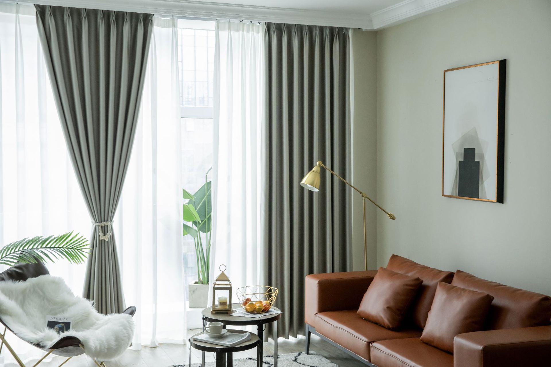 新品贡锦贵妃缎窗帘高端有光仿真丝棉纯色高密遮光布酒店定制成品-阿