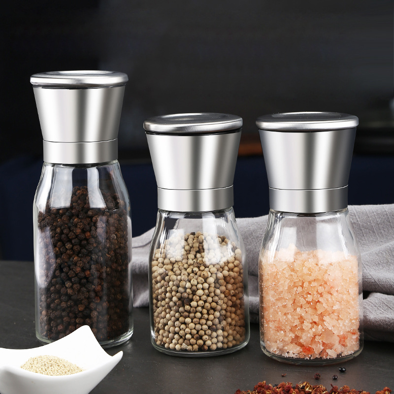 不锈钢胡椒研磨器手动研磨瓶黑胡椒调料罐胡椒粉调味瓶胡椒调料瓶