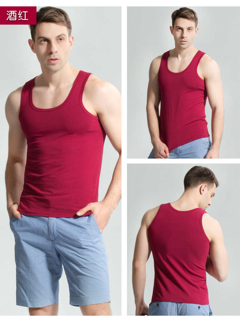 林莺鸟白色紧身跨栏背心男修身型弹力运动纯棉男吊带背心青年夏季