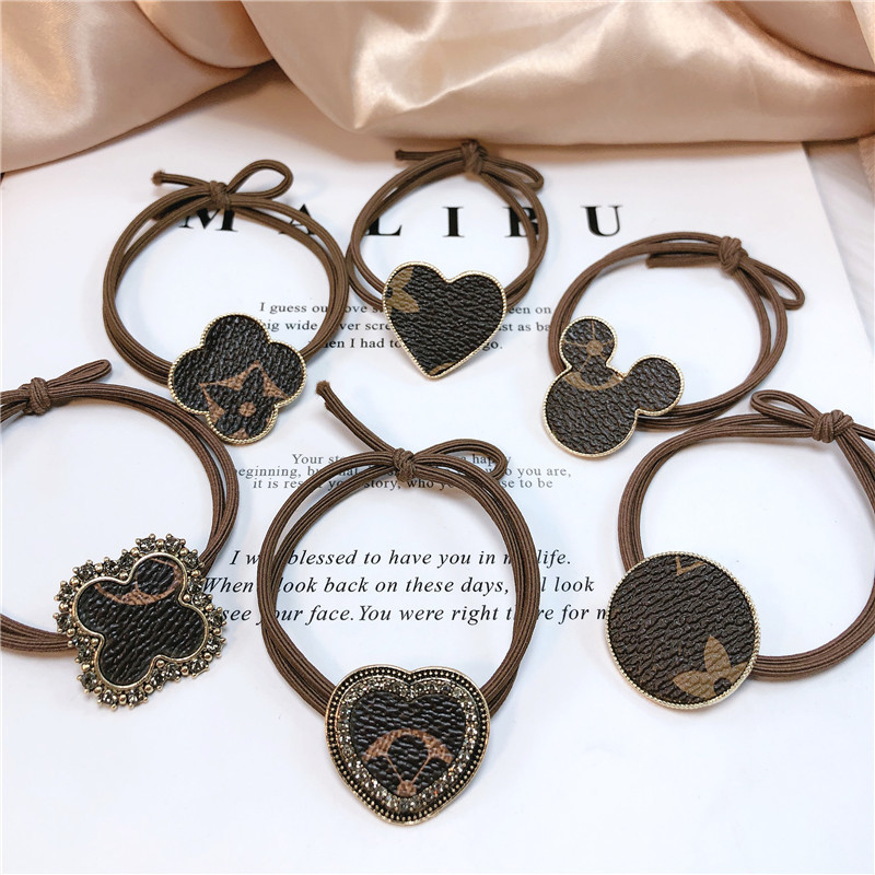 Korean Ins Alloy Love Hair Band Small Fresh Handmade Hair Rope Rubber Band Internet Celebrity Elastic Headband Hair Accessories