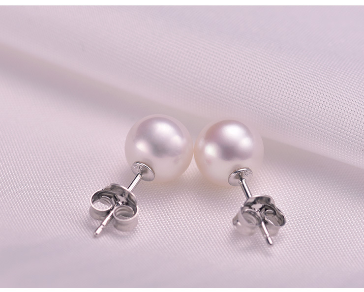 千禧首饰 s925纯银耳钉 简约时尚珍珠耳环 正圆行贝珠女式耳饰品