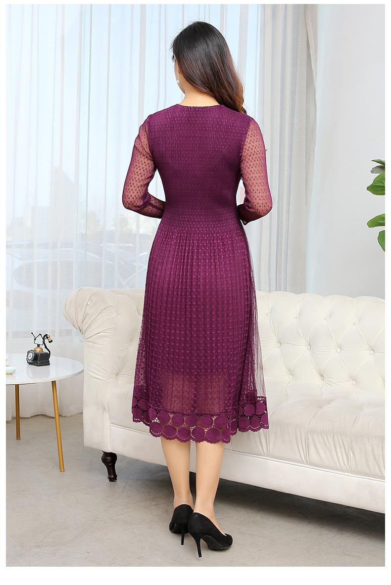 hcfsy12003新款优雅气质修身显瘦网纱假两件连衣裙