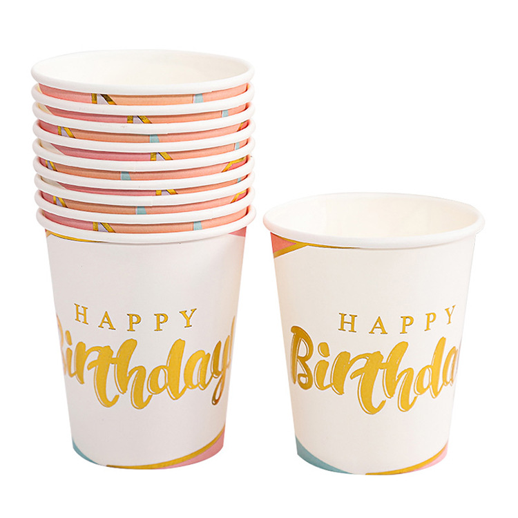 Factory Wholesale Color Paper Cup Printing Gilding Birthday Party Disposable 250ml Paper Cup