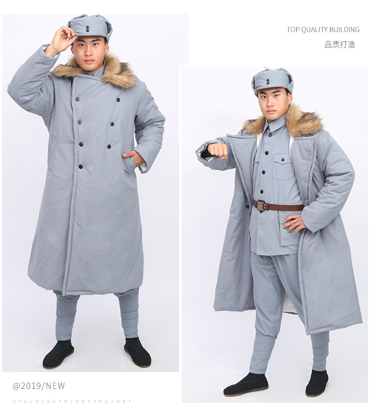 新款加厚棉军装大衣影视服装棉服套装红军成人八路军演出服表演服