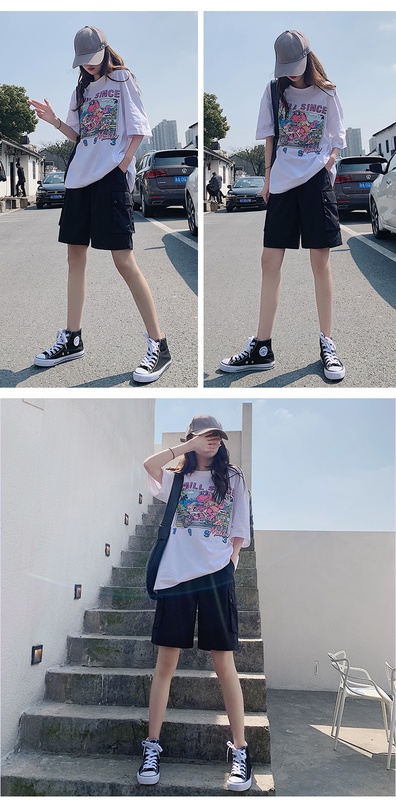 工装短裤女夏宽松2020新款直筒休闲中裤高腰港味运动五分裤潮ins