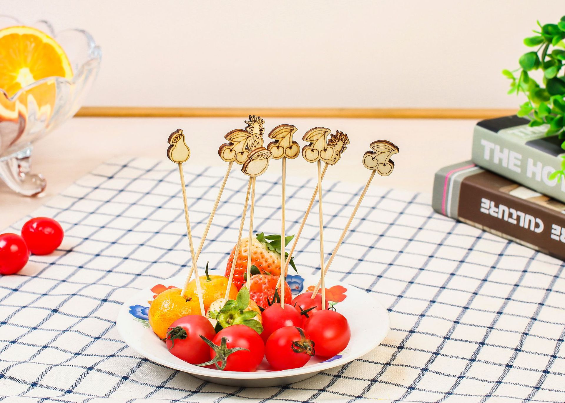 100支/包酒吧水果签花签 ktv小吃水果签 竹木牙签装饰签 厂家定制