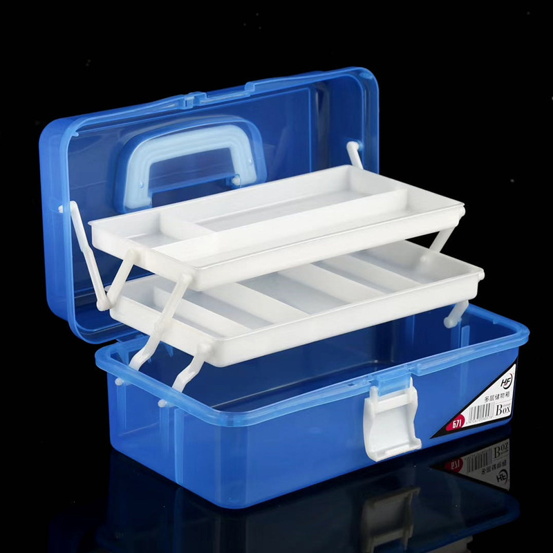 美术工具箱大号三层透明塑料水粉颜料箱671学生写生画箱工具盒